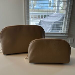 Quince Taupe Leather Cosmetic Bags Set